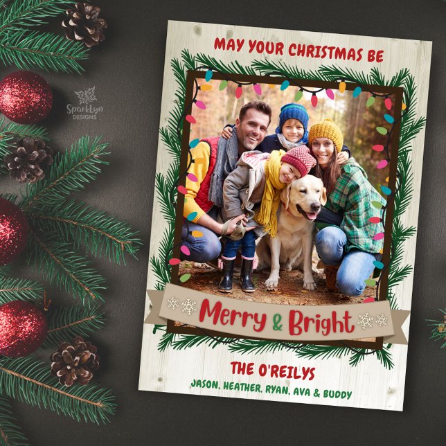 Joyeuse et brillante carte de Noël Garland Lights (Créateur téléchargé)