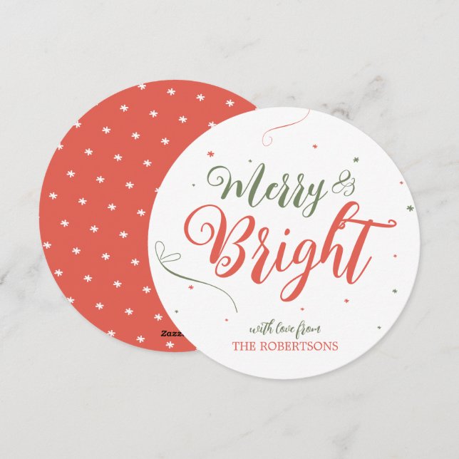 Joyeuse et brillante carte de Noël non photo (Devant / Derrière)