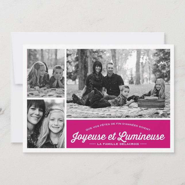 Joyeuse et Lumineuse 3 carte de photo de vacances (Devant)