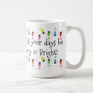 Joyeuse et lumineuse tasse de lumières de Noël