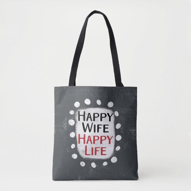 Joyeuse femme Sac fourre-tout de vie heureux (Devant)