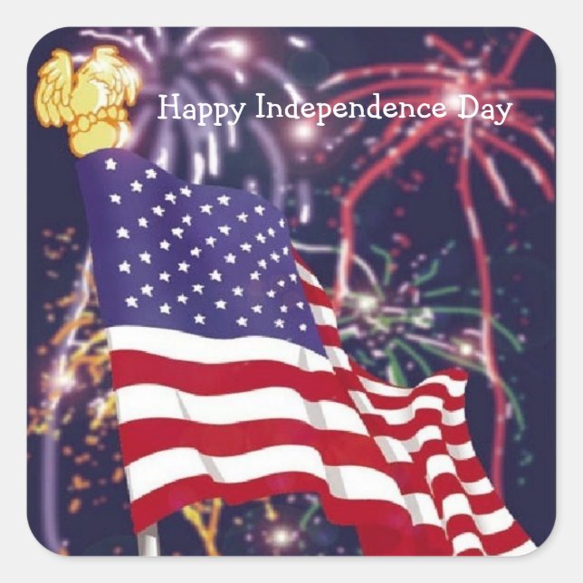 Joyeuse fête de l'Indépendance - Sticker Carré (Devant)