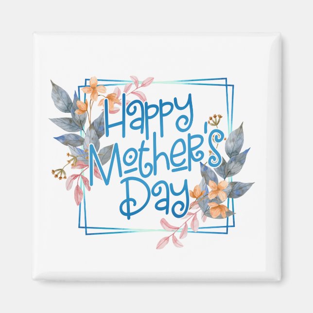 Joyeuse Fête des Mères Cadre Floral | Magnet (Devant)