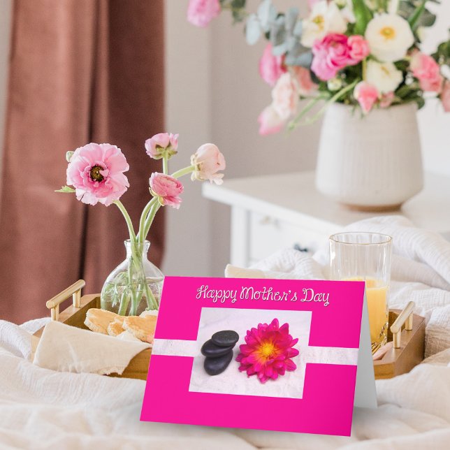 Joyeuse fête des Mères Dahlia Et Zen Rochers Carte (Créateur téléchargé)
