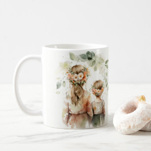 Joyeuse Fête des Mères Fleurs Filles Mug