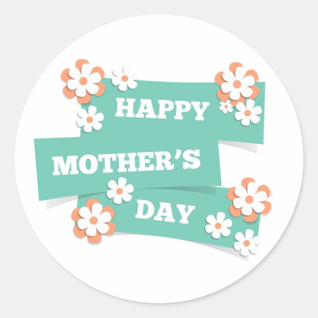Joyeuse Fête des Mères Florale | Sticker (Devant)