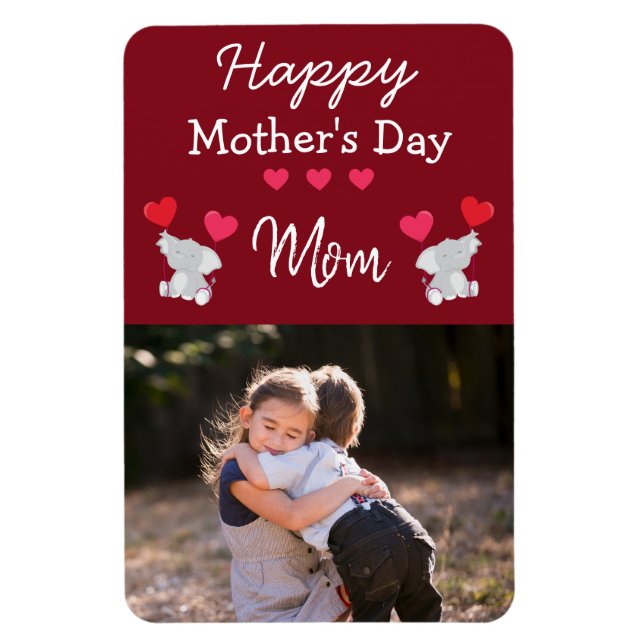 Joyeuse fête des mères maman Elephant Photo Magnet (Vertical)
