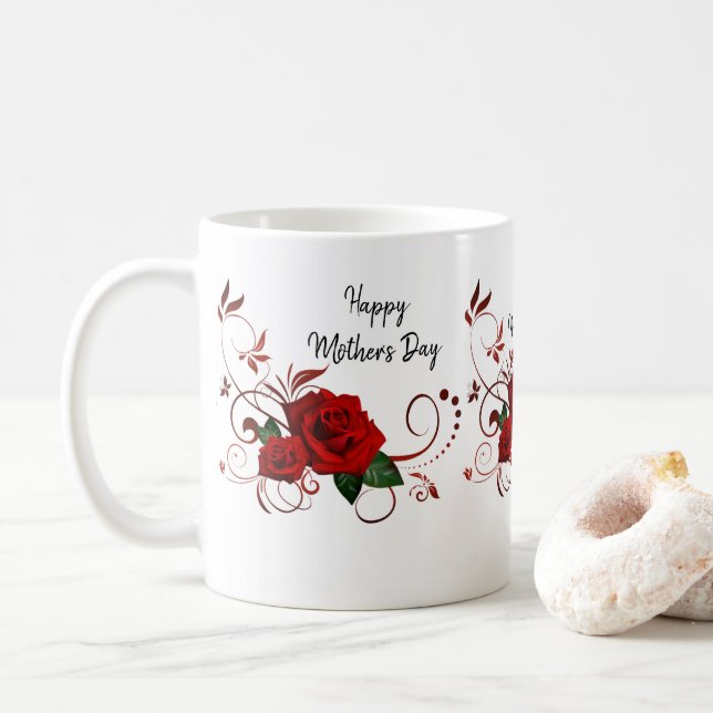 Joyeuse fête des mères Mug rouge rose (Avec donut)
