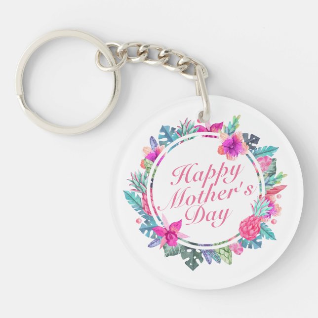 Joyeuse Fête des Mères Tropical Floral Frame Porte (Devant)