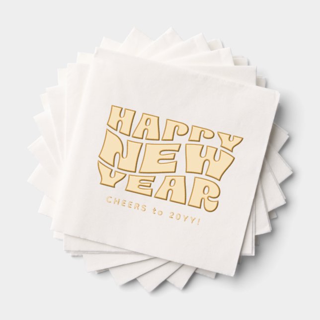 Joyeuse fête du Nouvel An fun tendance or rétro (Insitu (empilé))
