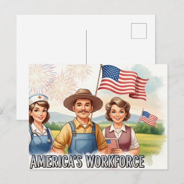 Joyeuse fête du travail avec carte postale (Devant / Derrière)