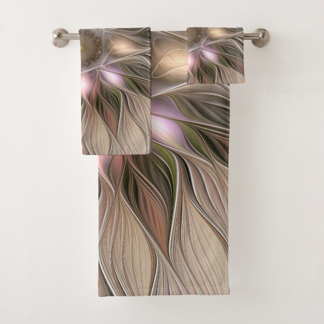 Joyeuse Fleur Abstrait Beige Brown Floral Fractal (En situation)