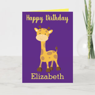 Joyeuse girafe d'anniversaire petite carte fille