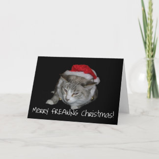 Joyeuse grosse carte de Noël Freaking de chat de