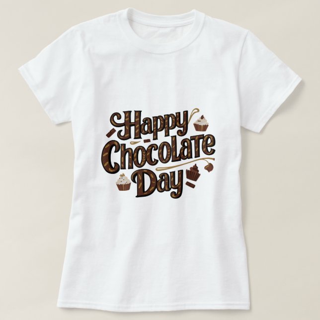 Joyeuse journée de chocolat, Typographie T-shirt D (Design devant)