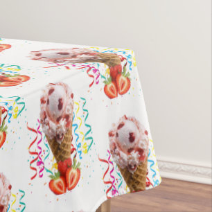 Joyeuse nappe d'anniversaire crème glacée fraise