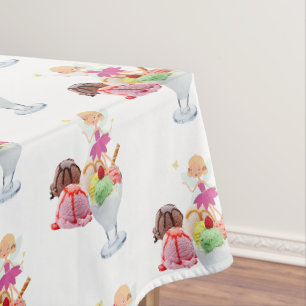 Joyeuse nappe d'anniversaire Fée glace crème