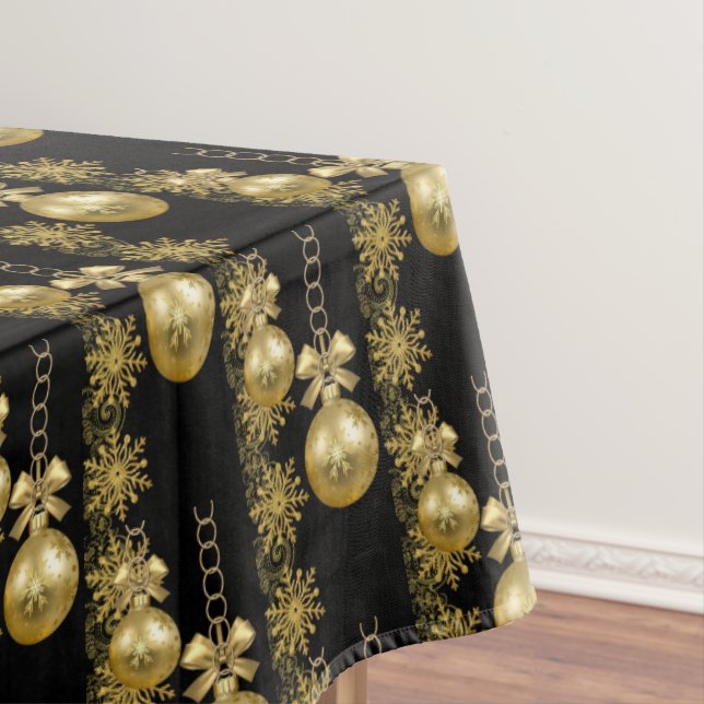 Joyeuse nappe de Noël, boules d'or noir (In Situ)