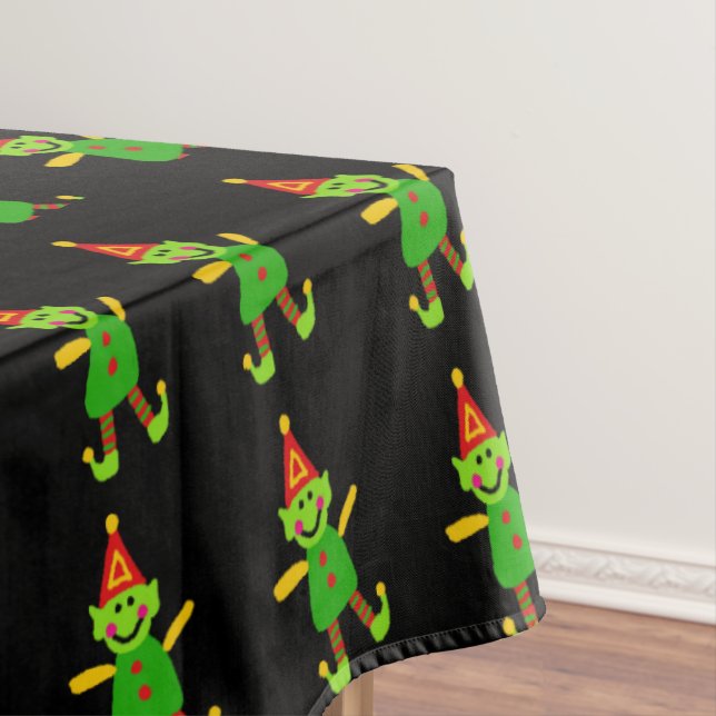 Joyeuse nappe de Noël, nappe noire elfe (In Situ)