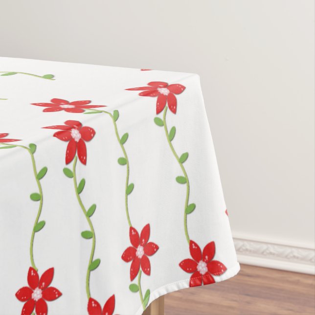 Joyeuse nappe de Noël, Poinsettia Florale Blanche (In Situ)