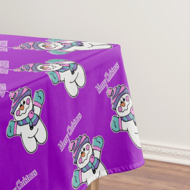 Joyeuse nappe de Noël, Snowman violet (In Situ)