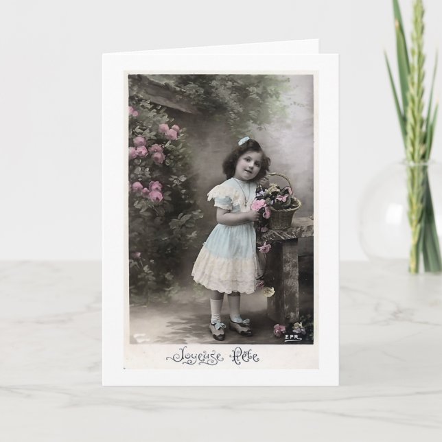 "Joyeuse Party-" Vintages französisches Feiertagskarte (Vorderseite)