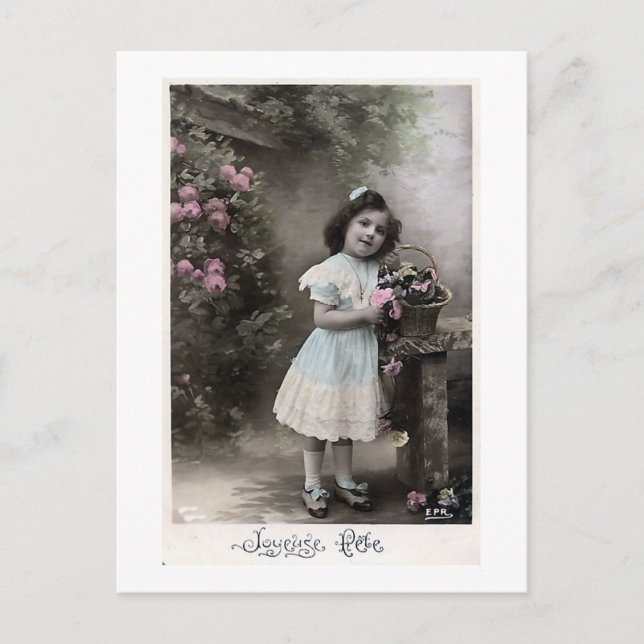 "Joyeuse Party-" Vintages französisches Feiertagspostkarte (Vorderseite)