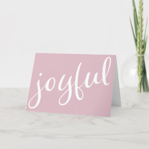 Joyeuse Pastel Pink Script Christmas Carte de vaca