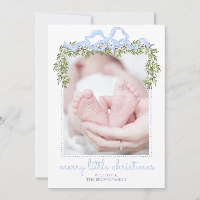 Joyeuse petite carte de Noël Nouveau-né bébé photo (Devant)