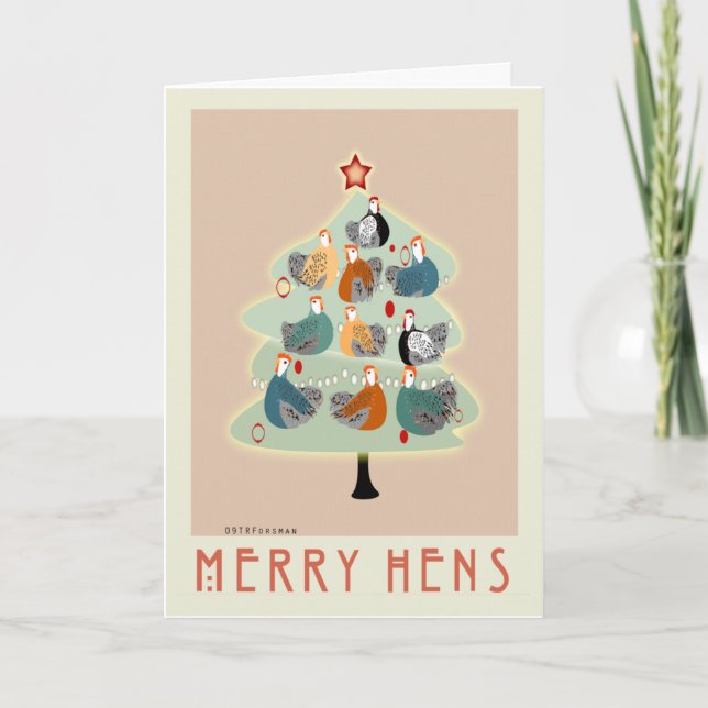 Joyeuse poule heureuse sapin de Noël Carte (Devant)