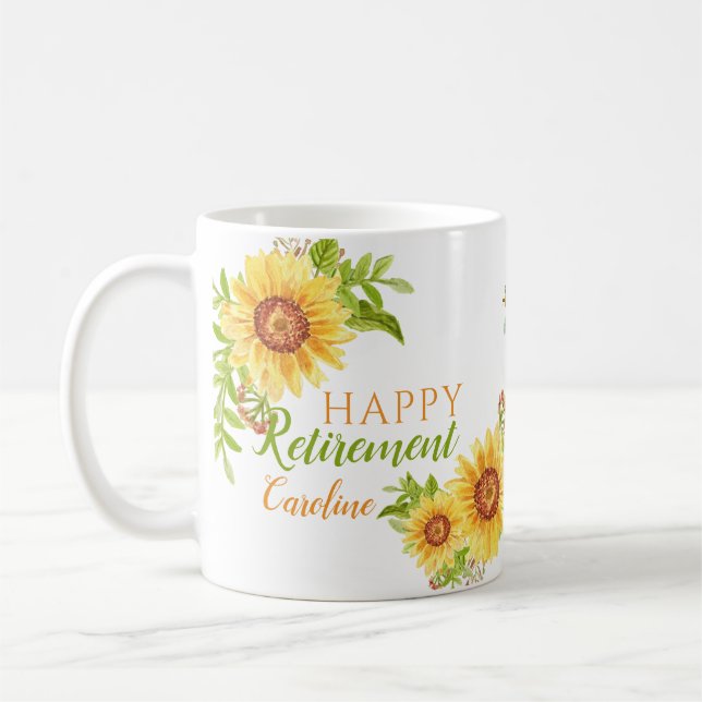 Joyeuse retraite florale personnalisée Mug blanc (Gauche)