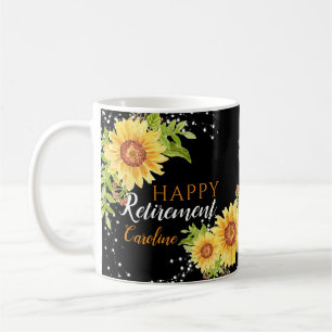Joyeuse retraite florale personnalisée Mug noir