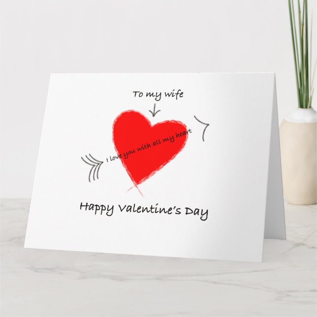 Joyeuse Saint-Valentin à ma femme carte (Devant)