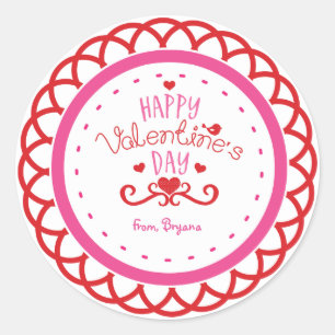Joyeuse Saint-Valentin Autocollant Rouge Et Rose M