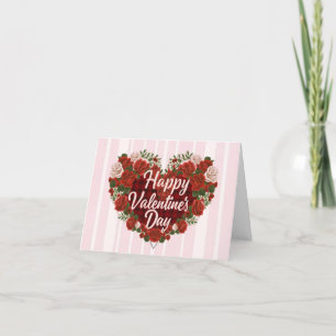 Joyeuse Saint-Valentin Carte Cœur de Roses Fleuris