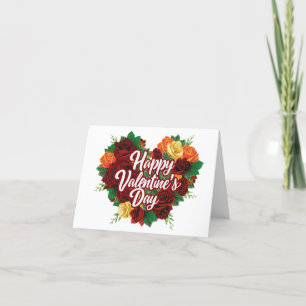 Joyeuse Saint-Valentin Carte cœur de roses florale