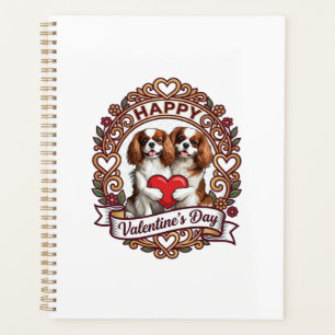 Joyeuse Saint-Valentin Chien Cadre Floral Cœur Rou
