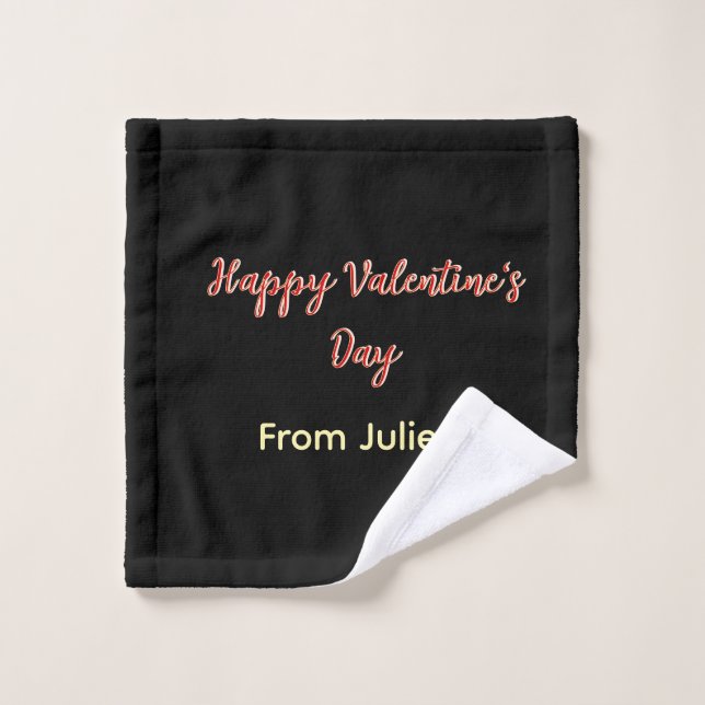 Joyeuse Saint-Valentin rouge noir de nom stylé  (Gant de toilette)