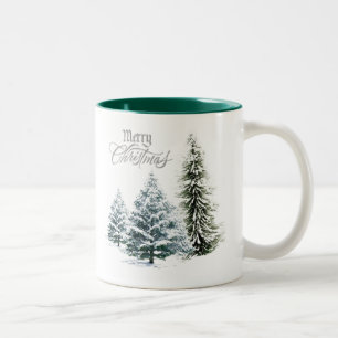 Joyeuse scène hivernale de Noël Mug à café à deux 