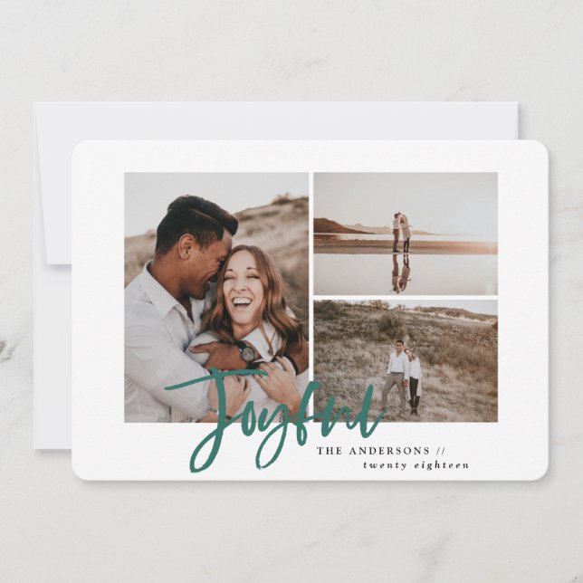 Joyeuse simple élégante carte de noël multi photo (Devant)