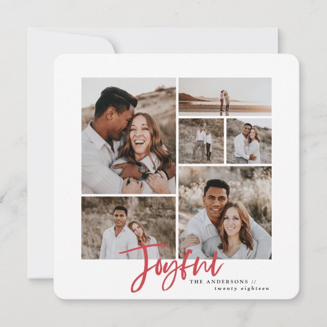 Joyeuse simple élégante carte de noël multi photo (Devant)