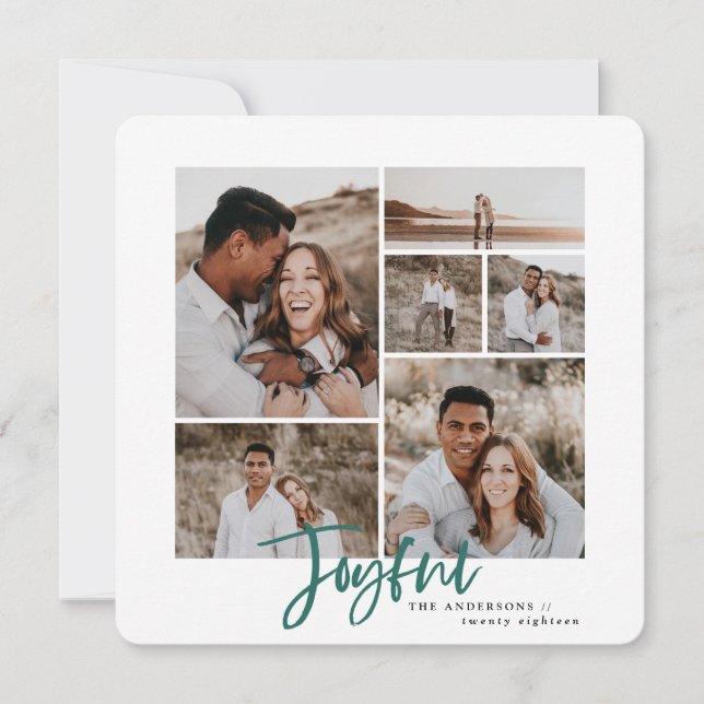 Joyeuse simple élégante carte de noël multi photo (Devant)