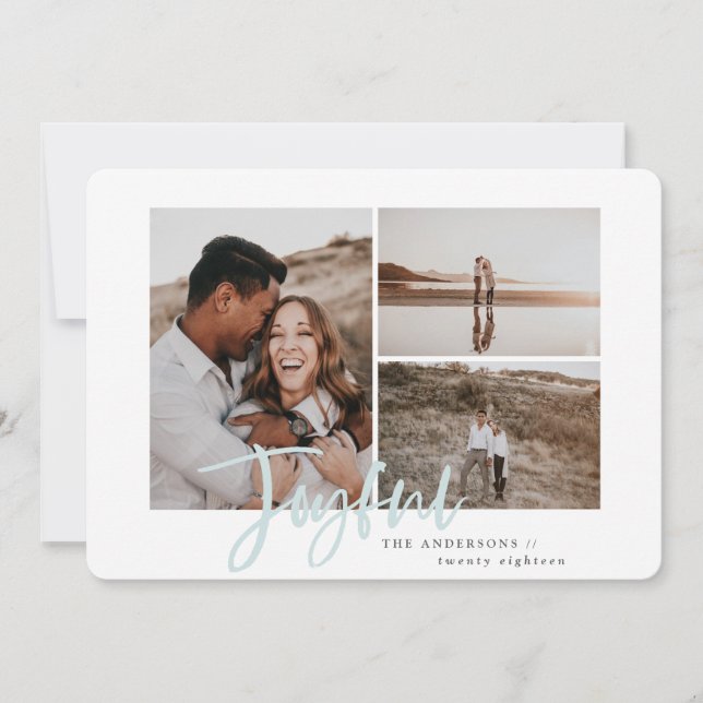 Joyeuse simple élégante carte de noël multi photo (Devant)