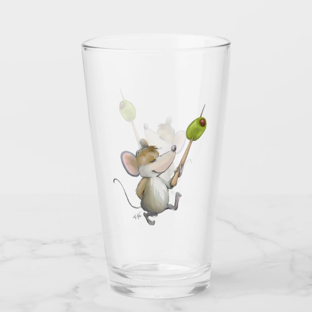 Joyeuse souris Moe avec Coupe en verre d'olive (Devant)