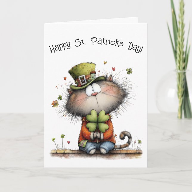 Joyeuse St. Patrick - Chat - Cartes de vœux (Devant)