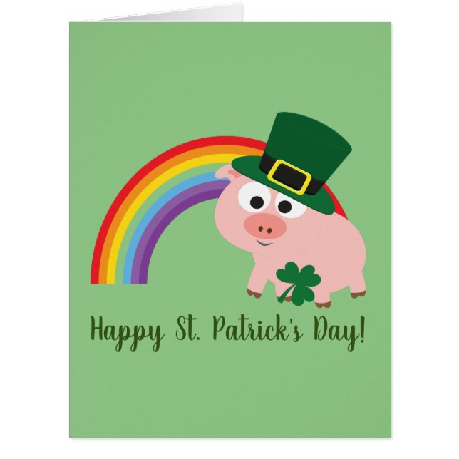 Joyeuse St. Patrick's Day Cute Leprechaun Pig Card (Devant)