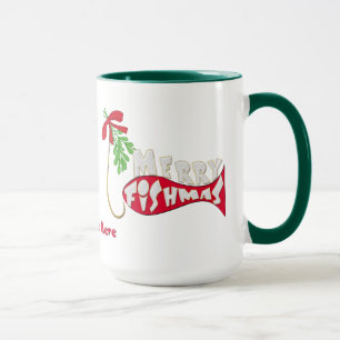Joyeuse tasse drôle de Noël de pêche de Fishmas