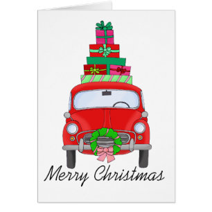 Joyeuse voiture de Noël avec cadeaux