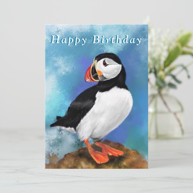 Joyeuses cartes d'anniversaire avec Oiseau de Puff (Debout devant)