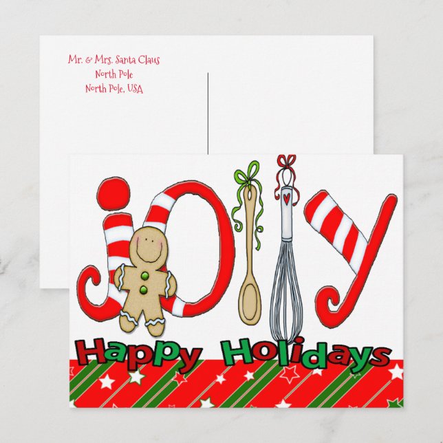 Joyeuses cartes postales de Noël Joie pain d'épice (Devant / Derrière)